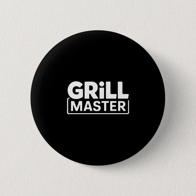 Mens bbq grill master backyard barbecue smoke king 2 inch round button (Front)