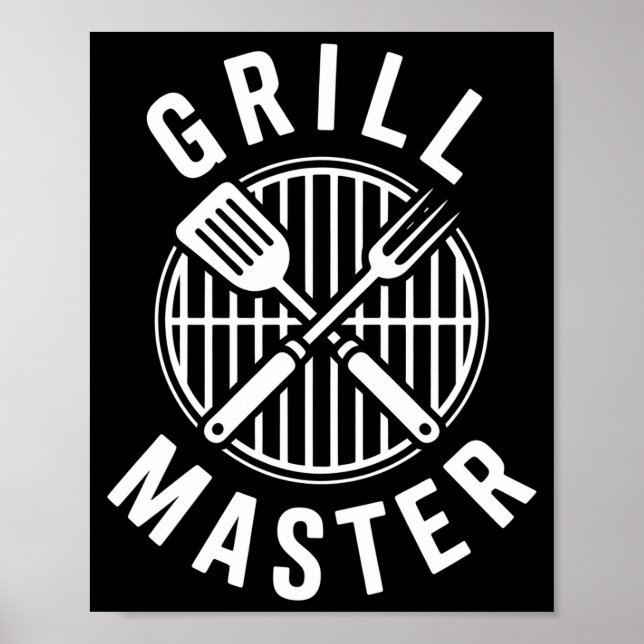 Mens bbq grill master backyard barbecue smoke king poster (Front)