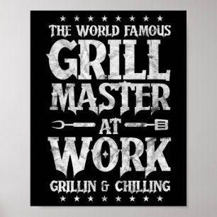 Mens Bbq Grillmaster Funny The World Famous Grill  Poster