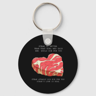 Mens Bbq Heart Graphic Funny Quote Single Meme Gri Keychain