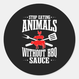 Mens bbq lover grilling barbecue chef brisket cook classic round sticker
