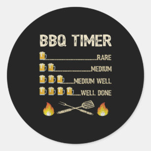 Mens Bbq Timer Funny Barbecue Grill Grilling Beer  Classic Round Sticker