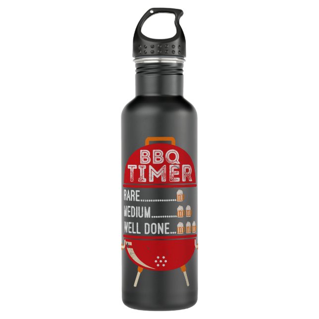 Mens BBQ Timer Rare Medium Well Done BBQ Lover Ste 710 Ml Water Bottle (Front)