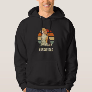 Mens Beagle Dad Retro Sunset Distressed Vintage Hoodie