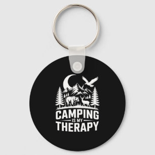 Men's bear camping is my therapy performance  keychain