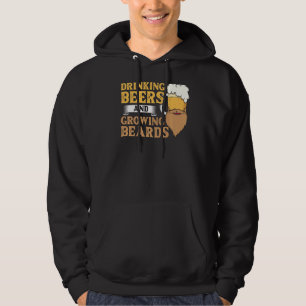 Mens Beard And Beer Drinking Hair Growing Growth Hoodie