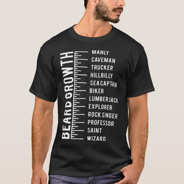 Men's Beard Growth Chart Measurement Bearded vinta T-Shirt (Front)