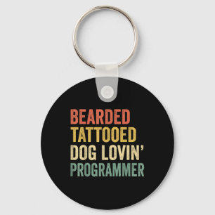 Mens Bearded Tattooed Dog Lovin Programmer Beard A Keychain