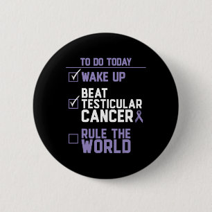 Mens Beat Testicular Cancer Rule the World 2 Inch Round Button