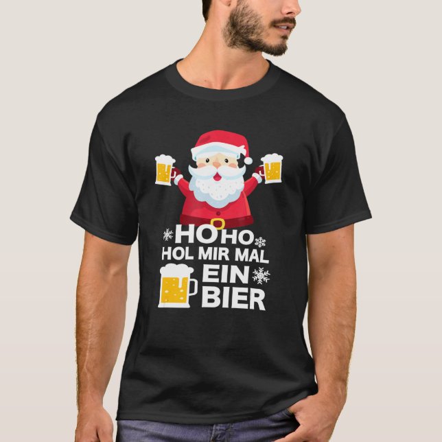 Mens Beer Advent Calendar Santa Claus Beer Mug Bee T-Shirt (Front)