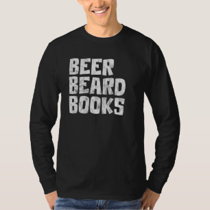Mens Beer Drinker Drinking Bearded Men Book Readin T-Shirt