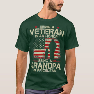 Mens Being A Veteran Is An Honour Being A Grandpa T-Shirt