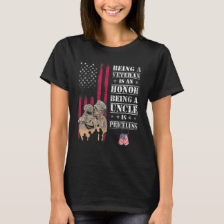 Mens Being A Veteran Is An Honour Being A Uncle Is T-Shirt