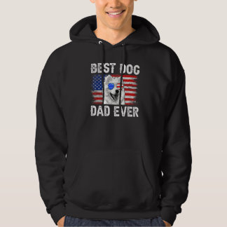 Mens Best American Eskimo Dad Ever American Flag 4 Hoodie