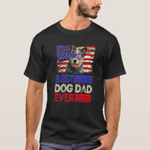 Mens Best Australian Cattle Dad Ever American Flag T-Shirt