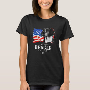 Mens Best Beagle Dad Ever American Flag Father s D T-Shirt