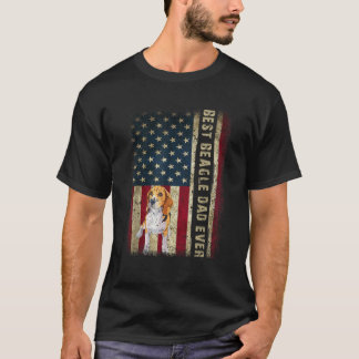 Mens Best Beagle Dad Ever Dog Lover American Flag T-Shirt