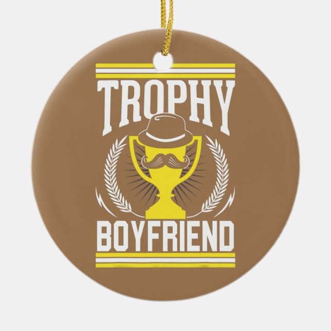 Mens Best Bearded Boyfriend Trophy Moustache  Ceramic Ornament (Front)