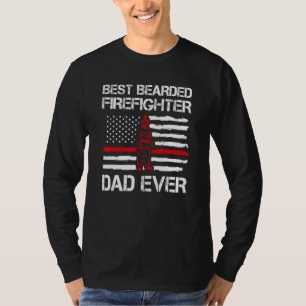 Mens Best Bearded Firefighter Dad Ever Daddy Fire  T-Shirt