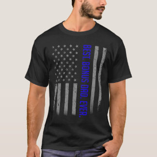 Mens Best Bonus Dad Ever American Flag Shirt Gift