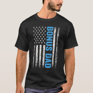 Mens Best Bonus Dad Ever Us American Flag  For Fat T-Shirt