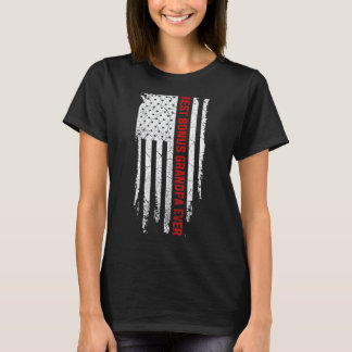 Mens Best Bonus Grandpa Ever American Usa Flag Fat T-Shirt