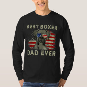 Mens Best Boxer Dad Ever Dog Lover American Flag T-Shirt