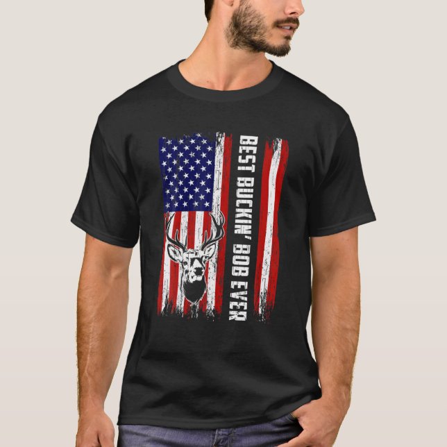 Mens Best Buckin BOB Ever Deer Hunting Bucking Fat T-Shirt (Front)