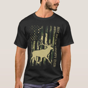 Mens Best Buckin' Grampy Ever Camo American Flag D T-Shirt