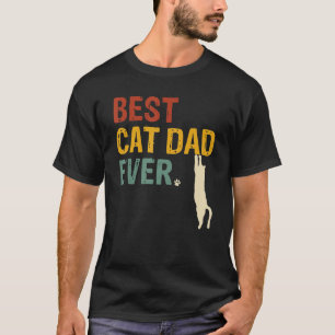 Mens Best Cat Dad Ever Fathers Day Retro Cat T-Shirt