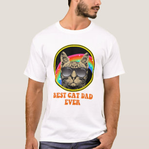 Mens Best Cat Dad Ever Father's Day Vintage Retro T-Shirt