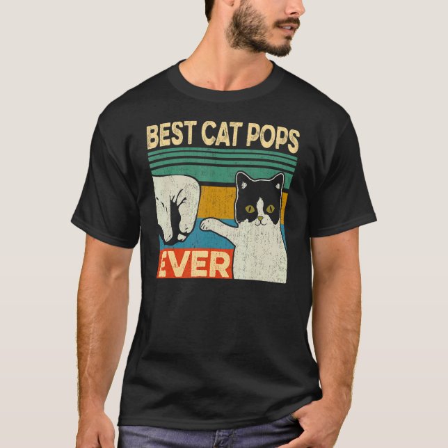 Mens Best Cat Pops Ever   Cat Dad Fathers Day T-Shirt (Front)