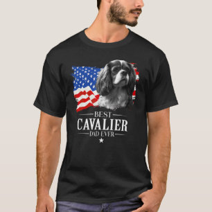 Mens Best Cavalier king Dad Ever American Flag Fat T-Shirt