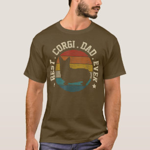 Mens Best Corgi Dad Ever Vintage Funny Cute Corgi  T-Shirt