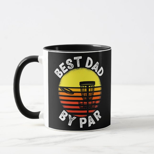 Mens Best Dad By Par Funny Disc Golf Frisbee Mug (Left)