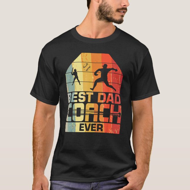 Mens Best Dad Coach Ever  Baseball  Father s day T-Shirt (Front)