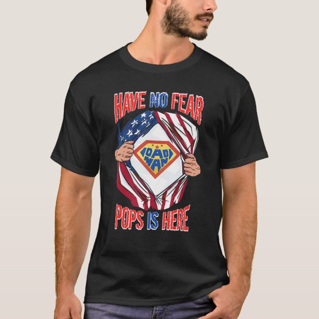 Mens Best Dad Jokes Dad Man Have No Fear Pops Is H T-Shirt (Front)