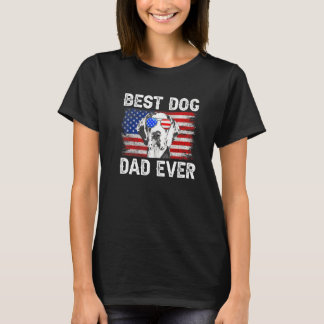 Mens Best Dane Dad Ever American Flag 4th Of July  T-Shirt