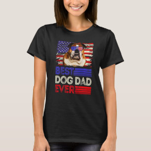 Mens Best English Bulldog Dad Ever American Flag P T-Shirt