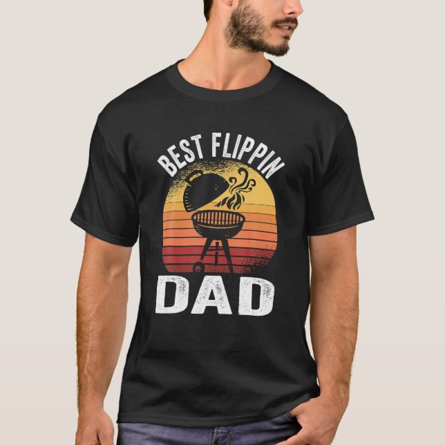 Mens Best Flippin Dad Barbecue Smoking Meat BBQ T-Shirt (Front)