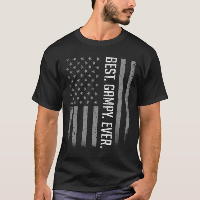 Mens Best Gampy Ever US American Flag Shirt Gift F (Front)