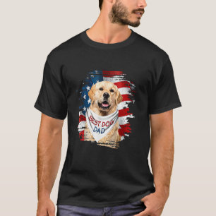 Mens Best Golden Retriever Dad Ever American Flag  T-Shirt