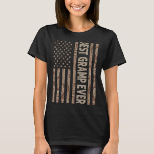 Mens Best Gramp Ever Us American Flag  Grandpa Fat T-Shirt