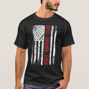 Mens Best Grampa Ever Us American Flag  For Father T-Shirt