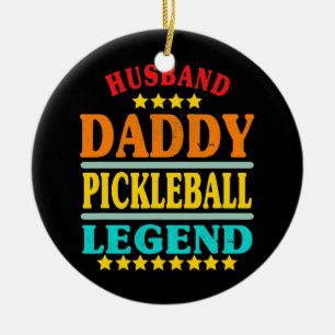 Mens Best Husband Daddy Pickleball Legend Vintage Ceramic Ornament