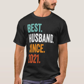 Mens Best Husband Since 2021 2nd wedding anniversa T-Shirt