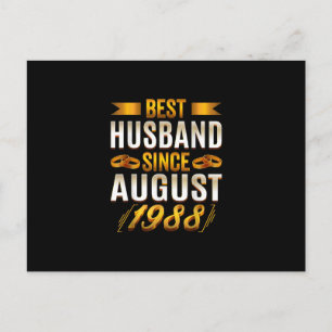 Mens Best Husband Since August 1988 - Funny 32nd Holiday Postcard