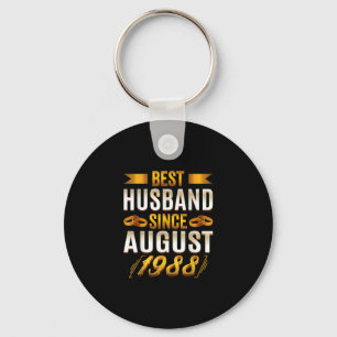 Mens Best Husband Since August 1988 - Funny 32nd Keychain