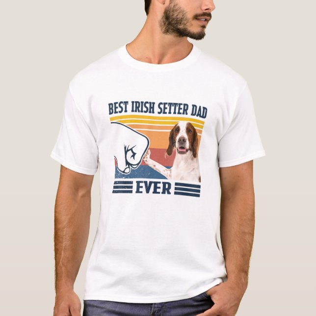 Mens Best IRISH RED AND WHITE SETTER Dad Ever Funn T-Shirt (Front)