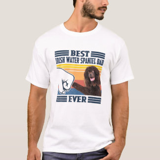 Mens Best Irish Water Spaniel Dad Ever Funny Dog L T-Shirt